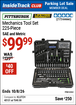 Harbor Freight Tools Coupons, Harbor Freight Coupon, HF Coupons-225 Piece Mechanic's Tool Kit