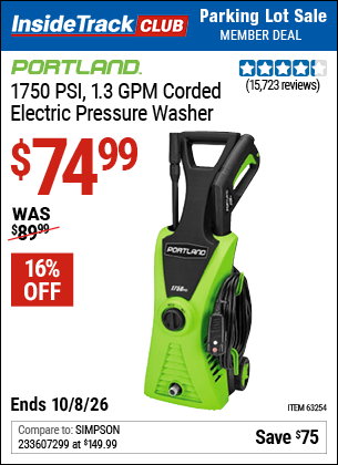 Harbor Freight Tools Coupons, Harbor Freight Coupon, HF Coupons-1750 Psi Electric Pressure Washer