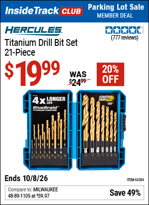 Harbor Freight Tools Coupons, Harbor Freight Coupon, HF Coupons-Hercules 21 Piece Titanium Drill Bit Set