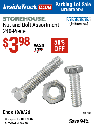 Harbor Freight Tools Coupons, Harbor Freight Coupon, HF Coupons-240 Piece Nut And Bolt Assortment