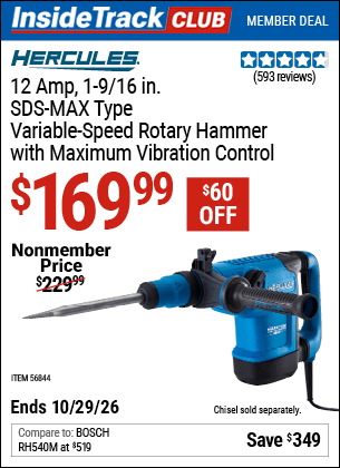 Harbor Freight Tools Coupons, Harbor Freight Coupon, HF Coupons-12 Amp 1-9/16 in.  SDS Max-Type Variable Speed Rotary Hammer