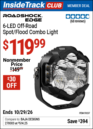 Harbor Freight Tools Coupons, Harbor Freight Coupon, HF Coupons-ROADSHOCK EDGE 6 LED Off-Road Spot/Flood Combo 