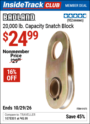 Harbor Freight Tools Coupons, Harbor Freight Coupon, HF Coupons-Snatch Block