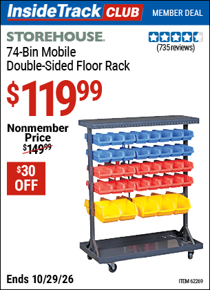 Harbor Freight Tools Coupons, Harbor Freight Coupon, HF Coupons-74 Bin Mobile Double-sided Floor Rack