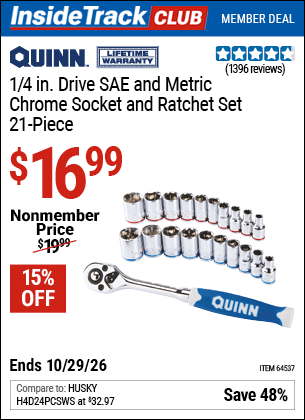 Harbor Freight Tools Coupons, Harbor Freight Coupon, HF Coupons-Quinn 21 Piece, 1/4