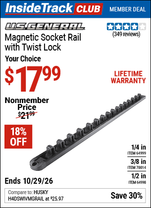 Harbor Freight Tools Coupons, Harbor Freight Coupon, HF Coupons-Magnetic Twist Lock Socket Rails