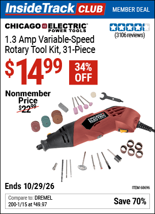 Harbor Freight Tools Coupons, Harbor Freight Coupon, HF Coupons-31 Piece Heavy Duty Variable Speed Rotary Tool Kit