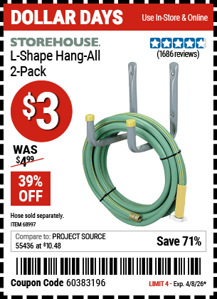 Harbor Freight Tools Coupons, Harbor Freight Coupon, HF Coupons-2 Piece L-shape Hang-all