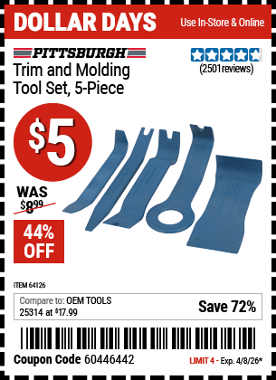 Harbor Freight Tools Coupons, Harbor Freight Coupon, HF Coupons-5 Piece Trim And Molding Tool Set
