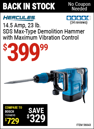 Harbor Freight Tools Coupons, Harbor Freight Coupon, HF Coupons-14.5 Amp 23 lb. SDS Max-Type Demolition Hammer with Maximum Vibration Control