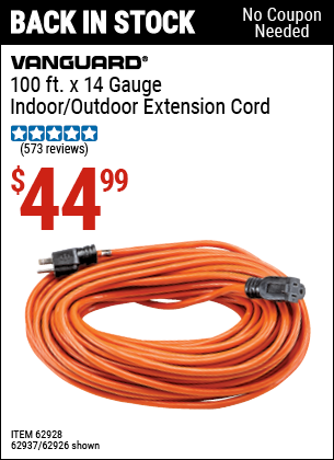 Harbor Freight Tools Coupons, Harbor Freight Coupon, HF Coupons-100 Ft. X 14 Gauge Indoor/outdoor Extension Cord