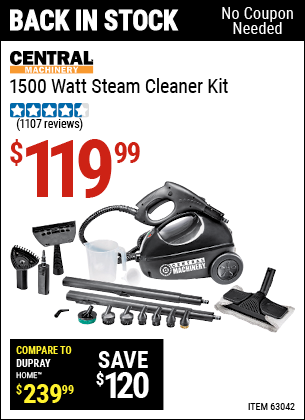 Harbor Freight Tools Coupons, Harbor Freight Coupon, HF Coupons-1500 Watt Steam Cleaner Kit