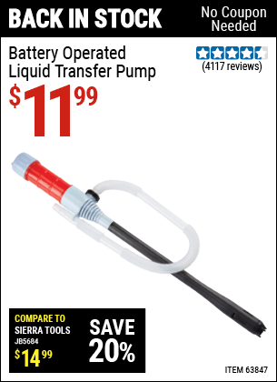 Harbor Freight Tools Coupons, Harbor Freight Coupon, HF Coupons-Battery Operated Liquid Transfer Pump