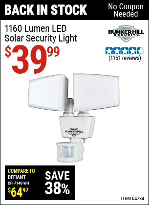 Harbor Freight Tools Coupons, Harbor Freight Coupon, HF Coupons-1160 Lumens Solar Led Security Light