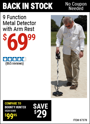 Harbor Freight Tools Coupons, Harbor Freight Coupon, HF Coupons-9 Function Metal Detector With Arm Rest