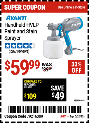 Harbor Freight Tools Coupons, Harbor Freight Coupon, HF Coupons-Avanti Hvlp Hand Held Paint Sprayer