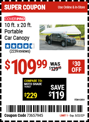 Harbor Freight Tools Coupons, Harbor Freight Coupon, HF Coupons-10 Ft X 20 Ft Car Canopy