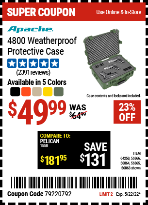 Harbor Freight Tools Coupons, Harbor Freight Coupon, HF Coupons-Apache 4800 Weatherproof Case