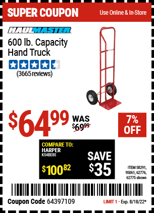 Harbor Freight Tools Coupons, Harbor Freight Coupon, HF Coupons-Heavy Duty Hand Truck