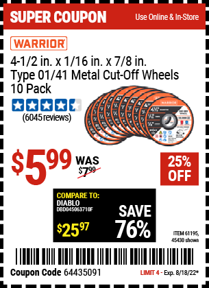 Harbor Freight Tools Coupons, Harbor Freight Coupon, HF Coupons-4-1/2
