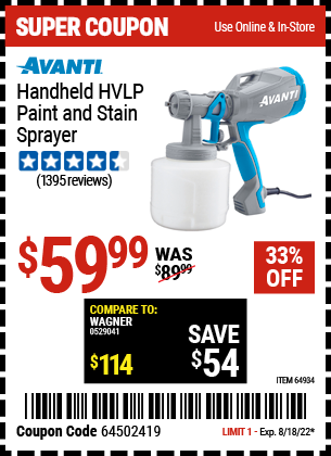 Harbor Freight Tools Coupons, Harbor Freight Coupon, HF Coupons-Avanti Hvlp Hand Held Paint Sprayer