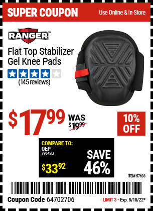 Harbor Freight Tools Coupons, Harbor Freight Coupon, HF Coupons-Stabilizer Gel Knee Pads