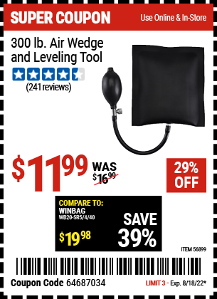 Harbor Freight Tools Coupons, Harbor Freight Coupon, HF Coupons-300 lb.  Air Wedge and Leveling Tool