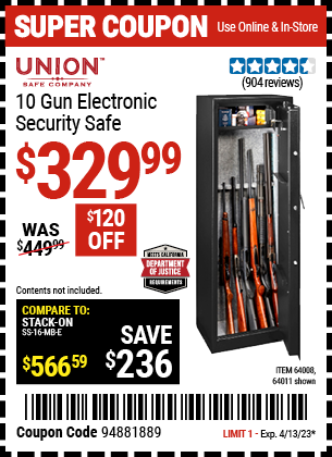 Harbor Freight Tools Coupons, Harbor Freight Coupon, HF Coupons-10 Gun Electronic Security Safe