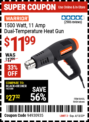 Harbor Freight Tools Coupons, Harbor Freight Coupon, HF Coupons-1500w Dual Temperature Heat Gun