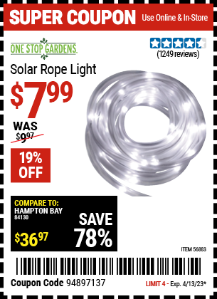 Harbor Freight Tools Coupons, Harbor Freight Coupon, HF Coupons-Solar Rope Light