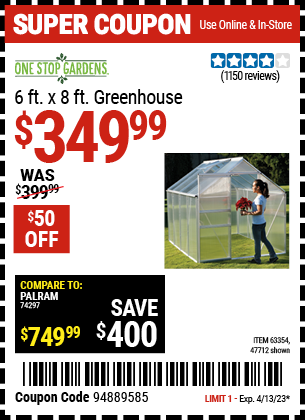 Harbor Freight Tools Coupons, Harbor Freight Coupon, HF Coupons-6ft. X 8ft. Aluminum Greenhouse