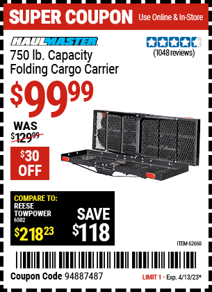 Harbor Freight Tools Coupons, Harbor Freight Coupon, HF Coupons-Heavy Duty Folding Steel Cargo Carrier