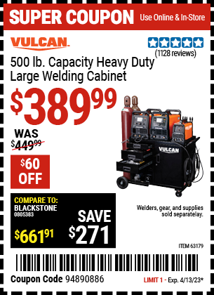 Harbor Freight Tools Coupons, Harbor Freight Coupon, HF Coupons-Vulcan Commercial Quality Heavy Duty Welding Cabinet