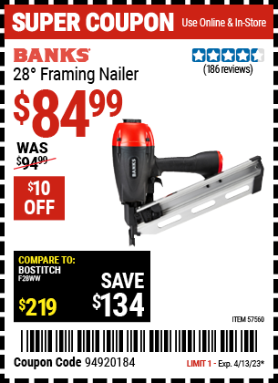 Harbor Freight Tools Coupons, Harbor Freight Coupon, HF Coupons-28 Framing Nailer