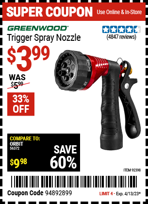 Harbor Freight Tools Coupons, Harbor Freight Coupon, HF Coupons-Trigger Spray Nozzle