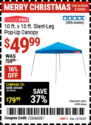 Harbor Freight Coupons, HF Coupons, 20% off - Coverpro 10 Ft. X 10 Ft. Popup Canopy