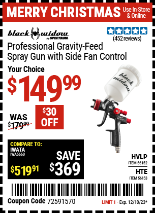 Harbor Freight Coupons, HF Coupons, 20% off - Black Widow 20 Oz. Professional Hvlp Base/clear Coat Air Spray Gun, 20 Oz. Professional Hte Compliant Top Coat Air Spray Gun