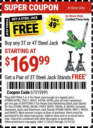 Harbor Freight Coupons, HF Coupons, 20% off - 3 ton Long Reach Low Profile Professional Rapid Pump Floor Jack, Blue