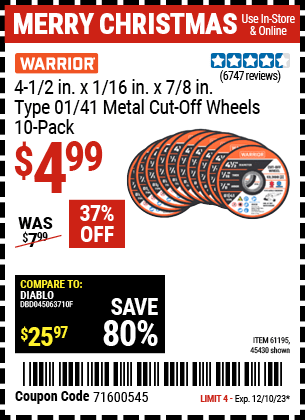 Harbor Freight Coupons, HF Coupons, 20% off - 4-1/2