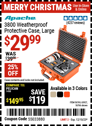 Harbor Freight Coupons, HF Coupons, 20% off - Apache 3800 Weatherproof Protective Case