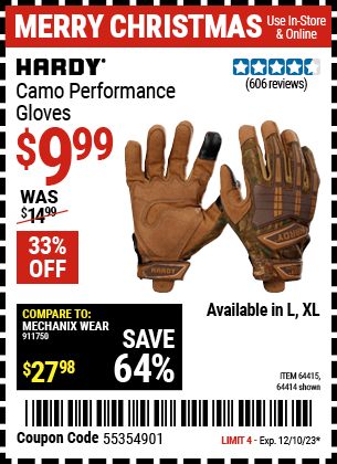 Harbor Freight Coupons, HF Coupons, 20% off - Hardy Camo Touchscreen Performance Work Gloves