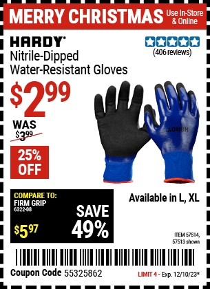 Harbor Freight Coupons, HF Coupons, 20% off - Nitrile Dipped Waterproof Gloves X-Large