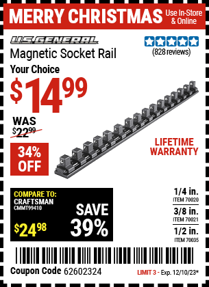 Harbor Freight Coupons, HF Coupons, 20% off - U.s. General Magnetic Socket Rails