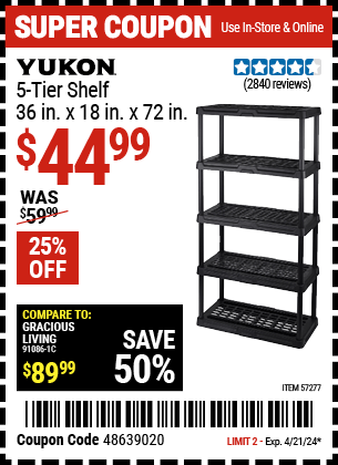Harbor Freight Coupons, HF Coupons, 20% off - 5 Tier Storage Rack