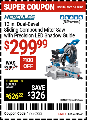 Harbor Freight Coupons, HF Coupons, 20% off - Hercules Professional 12