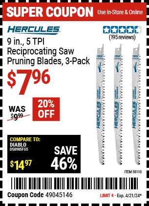 Harbor Freight Coupons, HF Coupons, 20% off - 58110
