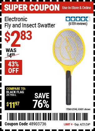 Harbor Freight Coupons, HF Coupons, 20% off - Electric Fly Swatter