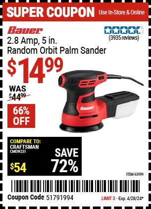 Harbor Freight Coupons, HF Coupons, 20% off - Bauer 2.8 Amp 5