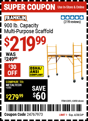 Harbor Freight Coupons, HF Coupons, 20% off - Heavy Duty Portable Scaffold