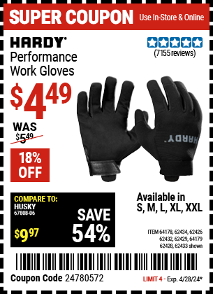 Harbor Freight Coupons, HF Coupons, 20% off - Mechanic's Gloves